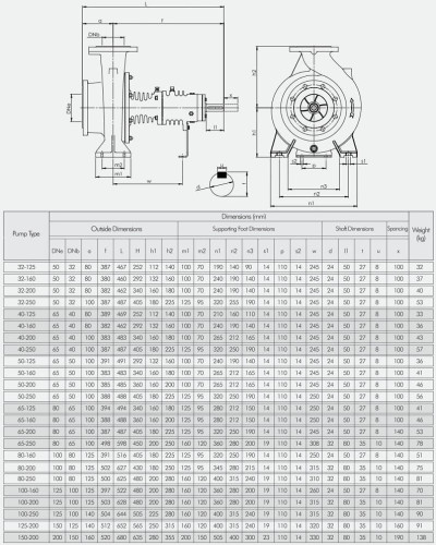 Pumpe für Heißöl BTKF-K 32-250 (1500) ohne Motor