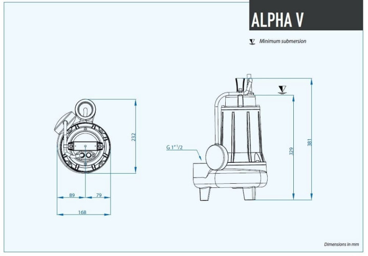 Dreno ALPHA V3 M Tauchpumpe mit Vortex-Laufrad