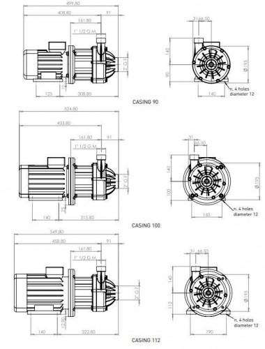Насос с магнитной муфтой DM 30 PP, VITON, 2,2 кВт (крыльчатка 134)