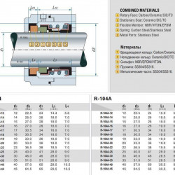 Sello mecánico para eje de bomba HAIWARD R-104 19, CAR/CER, NBR, 304
