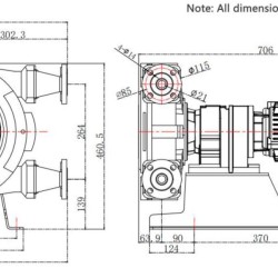 Industrial hose pump JXHIN-25-ABS Plastic-F-NR-P, 792 l/h, 1,1 kW, 16 bar, 380V