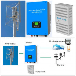 Conjunto de aerogenerador vertical tipo H RX-HV20K 20 kW 380 V, controlador de inversor de conexión a red WWGIT 20 kW 380 V