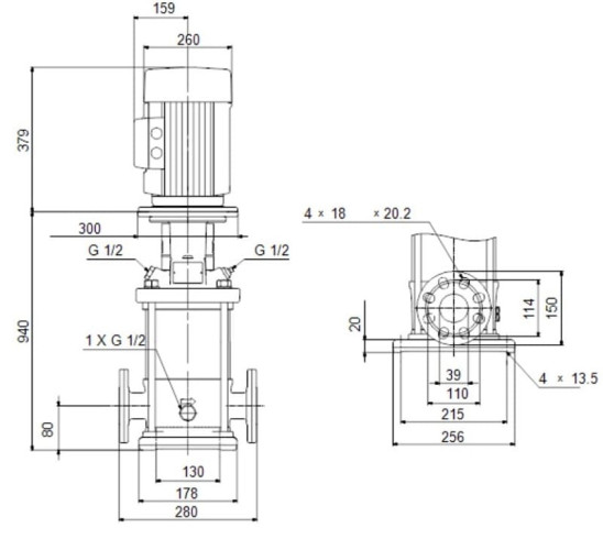Pompe en ligne Grundfos CR 10-20 A-FJ-A-E-HQQE