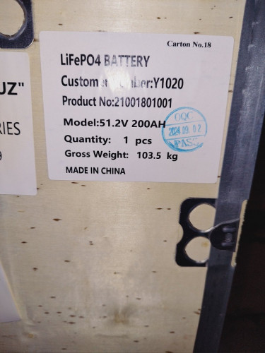 Battery pack 51.2V 200Ah LiFePO4, LFP wall type with EVE 3.2V 100Ah LiFePO4 grade A cells