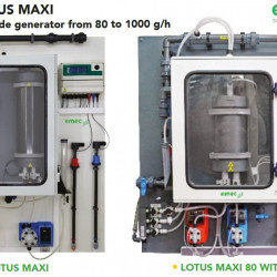 Chlorine dioxide dosing and control system EMEC LOTUS MAXI 80-1000 g/h, 8-4 bar, for water disinfection