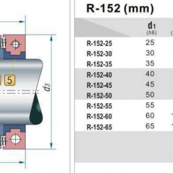 Uszczelnienie mechaniczne mieszkowe PTFE R-152T 45, PTFE/CER, typ PTFE ANGA A10, AESSEAL B08, FLOWSERVE TBR