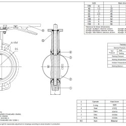 PN16 DN40 Butterfly valve, body and disc made of stainless steel AISI 304, Seat PTFE