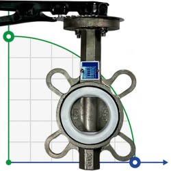 PN16 DN40 Butterfly valve, body and disc made of stainless steel AISI 304, Seat PTFE