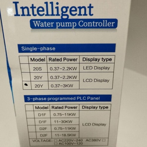 Contrôleur de pompe 20Y-3000, plastique ABS, monophasé 220V-240V, 0,37-3kW