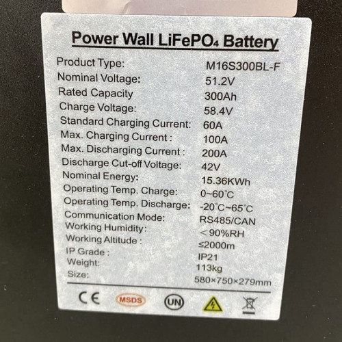 Batterie au lithium 51.2V 300Ah LiFePO4, LFP type mobile avec éléments Great power 3.2V 300Ah LiFePO4 éléments grade A