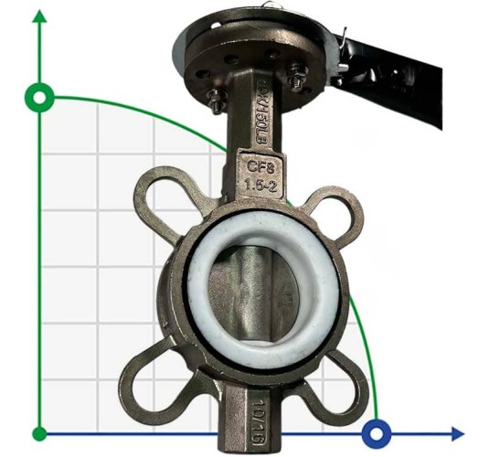 PN16 DN50 Butterfly valve, body and disc made of stainless steel AISI 304, Seat PTFE