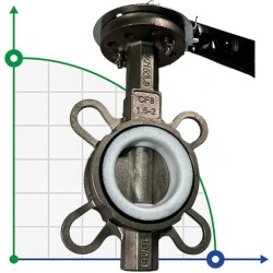 PN16 DN50 Butterfly valve, body and disc made of stainless steel AISI 304, Seat PTFE