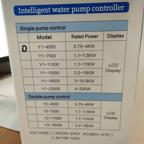 Pump Сontroller Y1-4000D, ABS plastic, 3-phase 380V-415V, 0,75-4kW