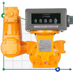 Caudalímetro de pistón rotativo M-50 2ʼʼ, 38-550 l/min con impresora y contador preajustado para combustible diésel, gasolina