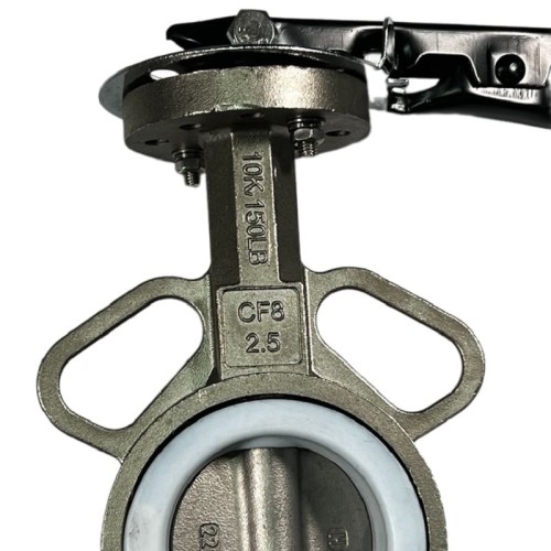 PN16 DN65 Zawór Motylkowy, korpus i tarcza wykonane ze stali nierdzewnej AISI 304, gniazdo PTFE