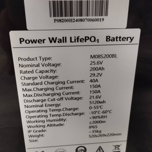 Batería de litio-hierro-fosfato (litio-ferro) 25,6V 200Ah LiFePO4, LFP de pie con células EVE 3,2V 100Ah LiFePO4 grado A