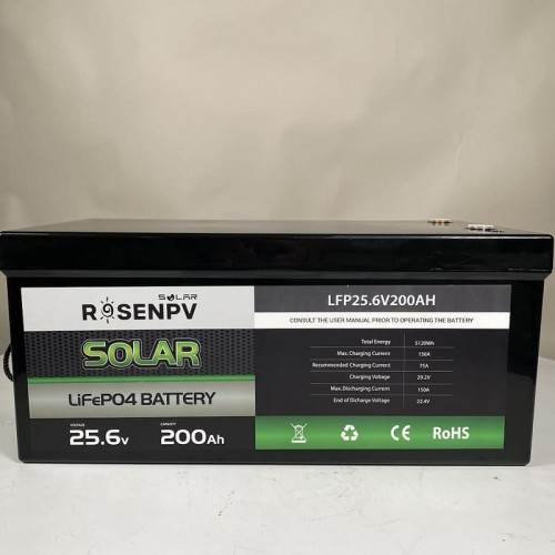Batería de litio-hierro-fosfato (litio-ferro) 25,6V 200Ah LiFePO4, LFP de pie con células EVE 3,2V 100Ah LiFePO4 grado A
