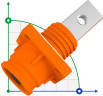 JC-CN12-SC-01-M, conector hembra de 300A y 1500V CC para sistemas de almacenamiento de energía con orificio roscado, naranja