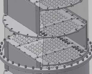 Тарелка клапанная колонная 1400 мм, толщина 3 мм, клапан 2 мм, H - 250 мм, AISI 321