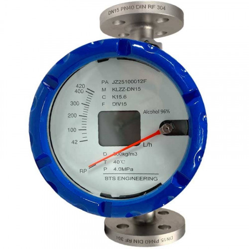 DN15 Ротаметр расходомер из нержавеющей стали KLZZ PN40 (спирт 96%), 42...420 л/ч, 4-20мА, Ex