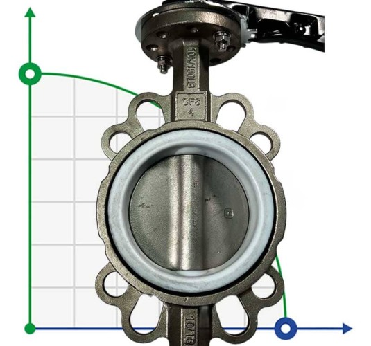 PN16 DN100 Butterfly valve, body and disc made of stainless steel AISI 304, Seat PTFE
