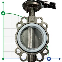 PN16 DN100 Butterfly valve, body and disc made of stainless steel AISI 304, Seat PTFE
