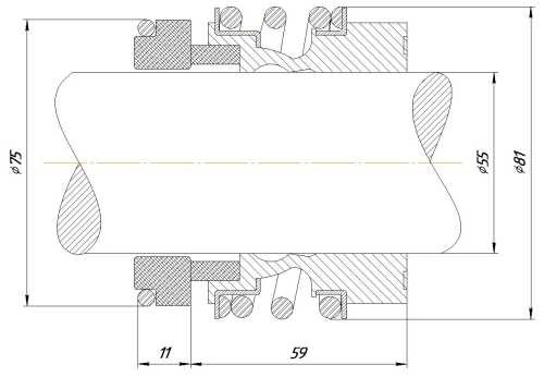 Garniture mécanique pour arbre de pompe R-MG13 55, SiC/SiC, EPDM, 304, type G60 ROTEN L3N, STERLING SMG13, LIDERING LRB17NU
