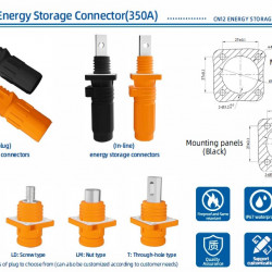 JC-CN12-S-03-LM, 250 A, 1500 V DC Gniazdo przyłączeniowe do systemów magazynowania energii typu nakrętkowego, czarne