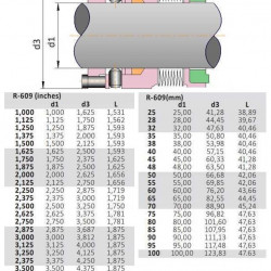 High temperature mechanical seal R-609 85, SIC/SIC, GRAFOIL, AM350/316