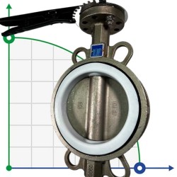 PN16 DN125 Butterfly valve, body and disc made of stainless steel AISI 304, Seat PTFE