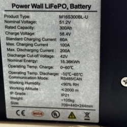 Литиевый аккумулятор 51.2V 300Ah LiFePO4, LFP установка на стойку с ячейками Great power 3.2V 300Ah LiFePO4 grade A cells