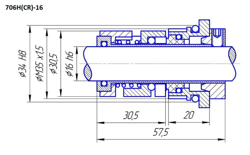 Mechanical seal HQQE for CR Grundfos Art. 96511844