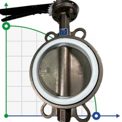 PN16 DN150 Butterfly valve, body and disc made of stainless steel AISI 304, Seat PTFE