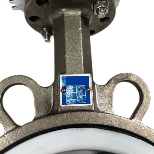 PN16 DN150 Засувка Батерфляй, корпус і диск з нержавіючої сталі AISI 304, Seat PTFE