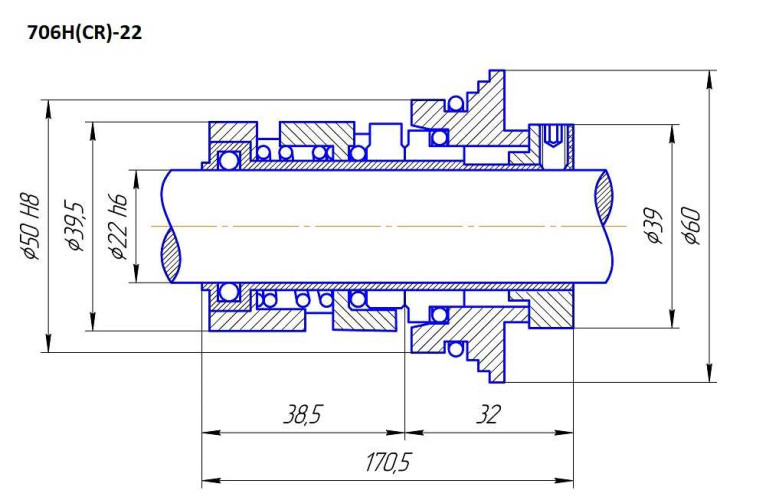 Mechanical seal Grundfos HQQE CR/CRN/CRI 32...150 Art. 96525458