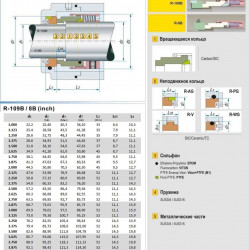 Gleitringdichtung R-8B 1,1/2, CAR/SiC, Viton, 304, AG