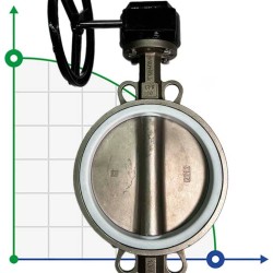 PN16 DN250 Butterfly valve, body and disc made of stainless steel AISI 304, Seat PTFE