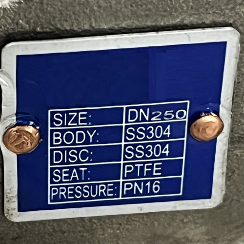PN16 DN250 Засувка Батерфляй, корпус і диск із нержавіючої сталі AISI 304, Seat PTFE