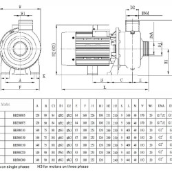 Centrifugal pump for glycol solution BB250/075D, AISI304, 220V/50Hz, 2900