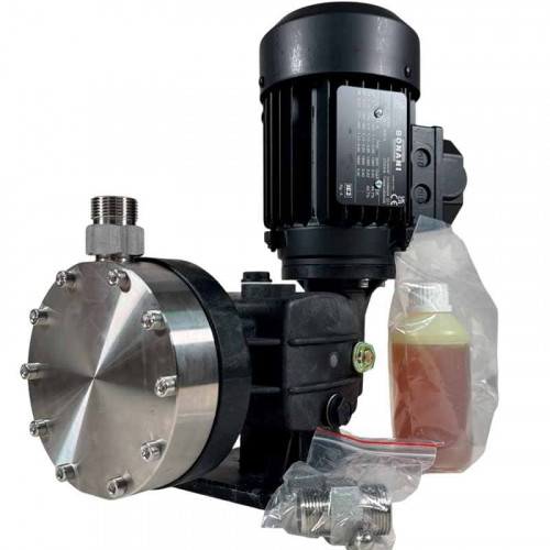 Bomba dosificadora de floculante con motor de membrana AQUA MSB, AISI 316L, 170 l/h, 8 bar, 0,18 kW, 380V