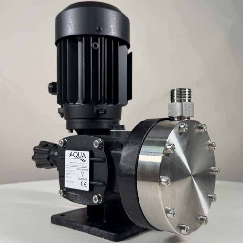 Bomba dosificadora de floculante con motor de membrana AQUA MSB, AISI 316L, 170 l/h, 8 bar, 0,18 kW, 380V