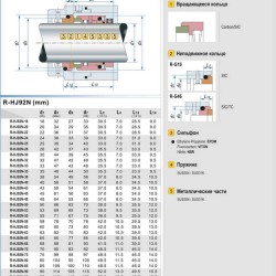 Механічне торцеве ущільнення R-HJ92N 58, SIC/SIC, VITON, 304, G16