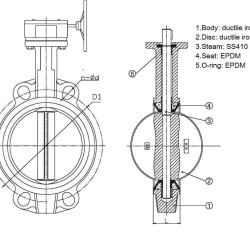 PN16 DN100 Butterfly valve, cast iron body and disc, Seat EPDM