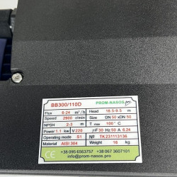 Bomba centrífuga BB300/110D, AISI304, 220V/50Hz, 2900