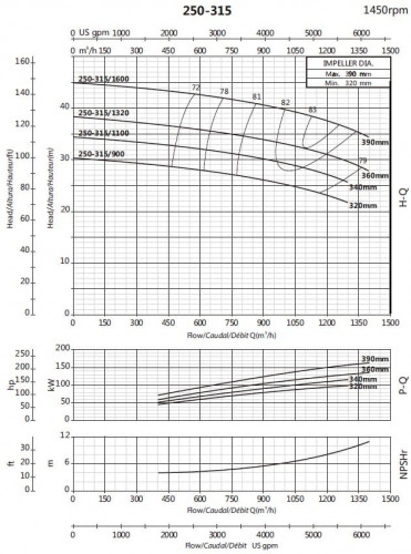 Pompe console pour irrigation BSM4 250-315/900 (900/26,4), 90kW, 1450