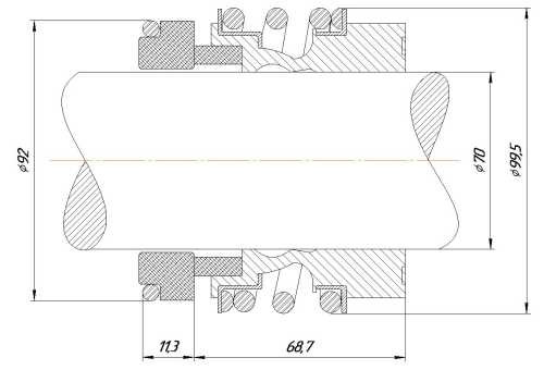 Garniture d'arbre mécanique R-MG13 70, SiC/SiC, VITON, 304, G6