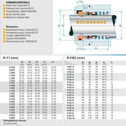 Gleitringdichtung für Pumpenwelle R-T1 2.1/2, SiC/SiC, Viton, 304