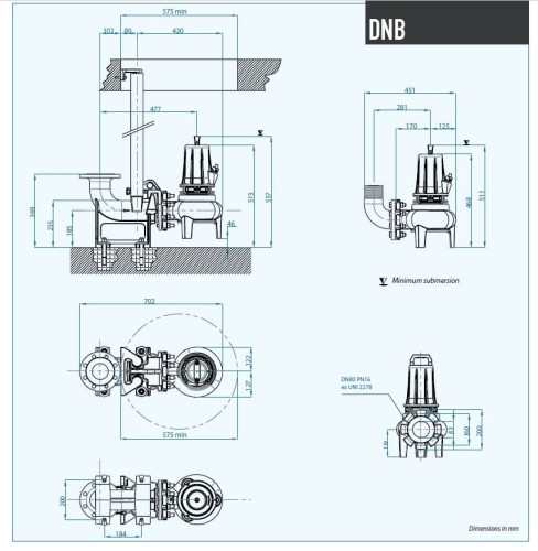 Submersible pump Dreno DNB 80-4/110 M/G with two-channel S-shaped flow impeller