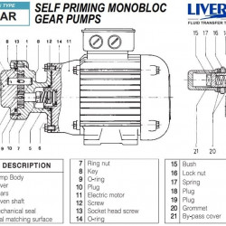 Шестеренчатый насос для перекачки вязких жидкостей LIVERANI GEAR 5-G TF 0,25 кВт, 1400 об/мин, 380 В