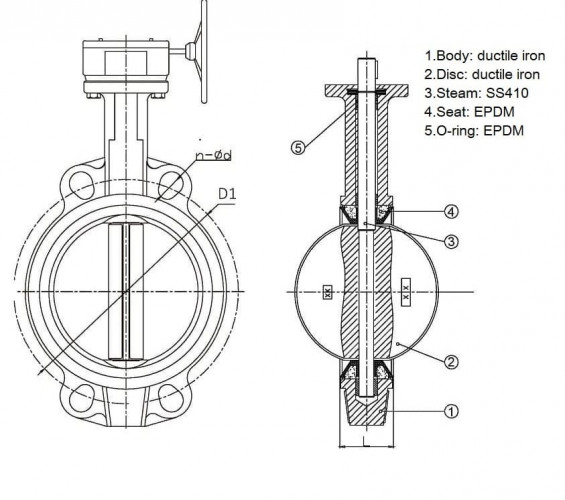 PN16 DN65 Butterfly valve, cast iron body and disc, Seat EPDM